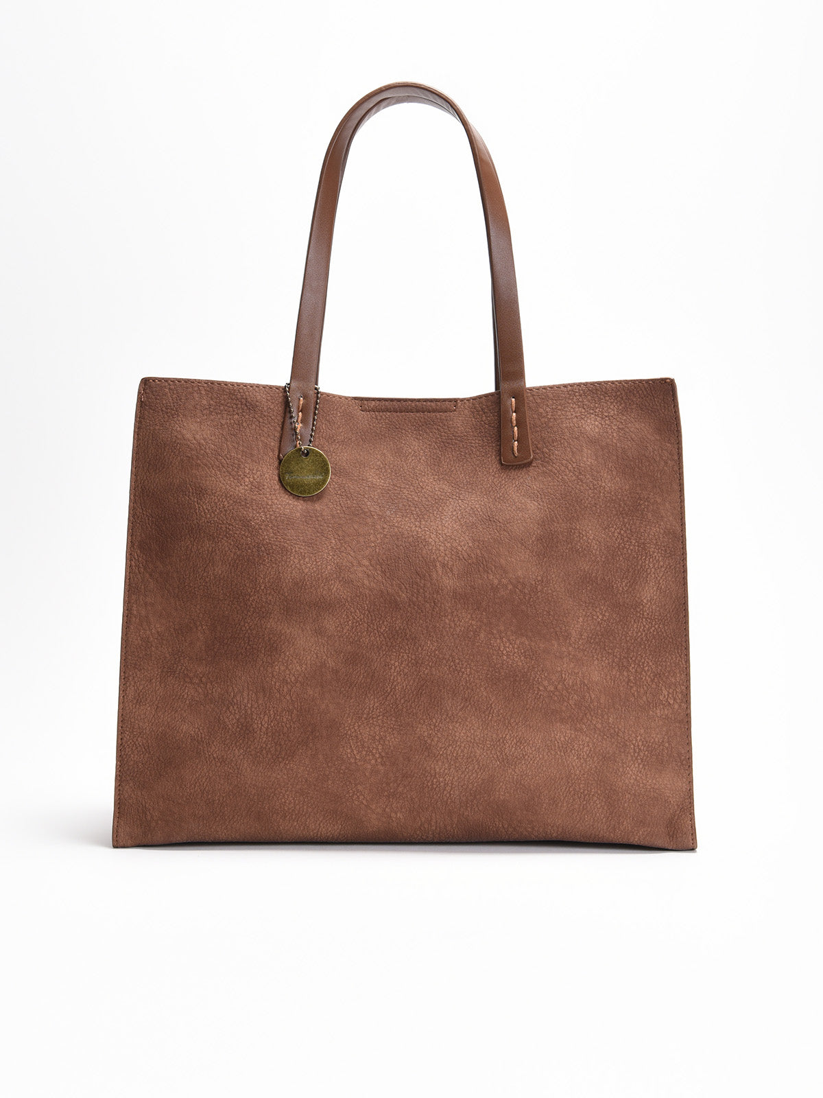 Bolso shopper marrón efecto ante