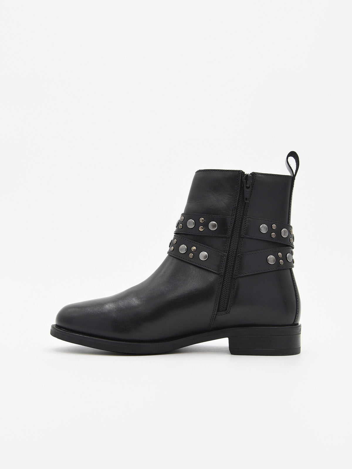 BOTÍN NEGRO CON TIRAS Y TACHAS