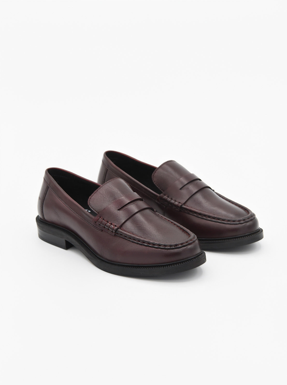 MOCASINES DE PIEL BURDEOS PARA MUJER