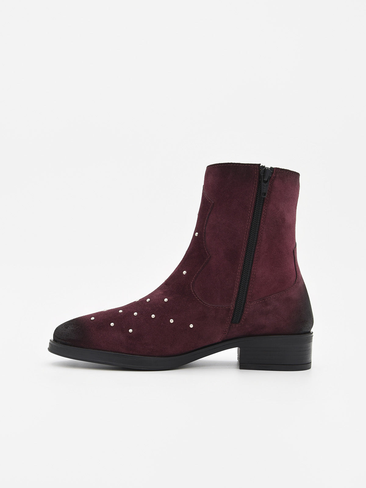 BOTINES BURDEOS DE SERRAJE CON TACHAS