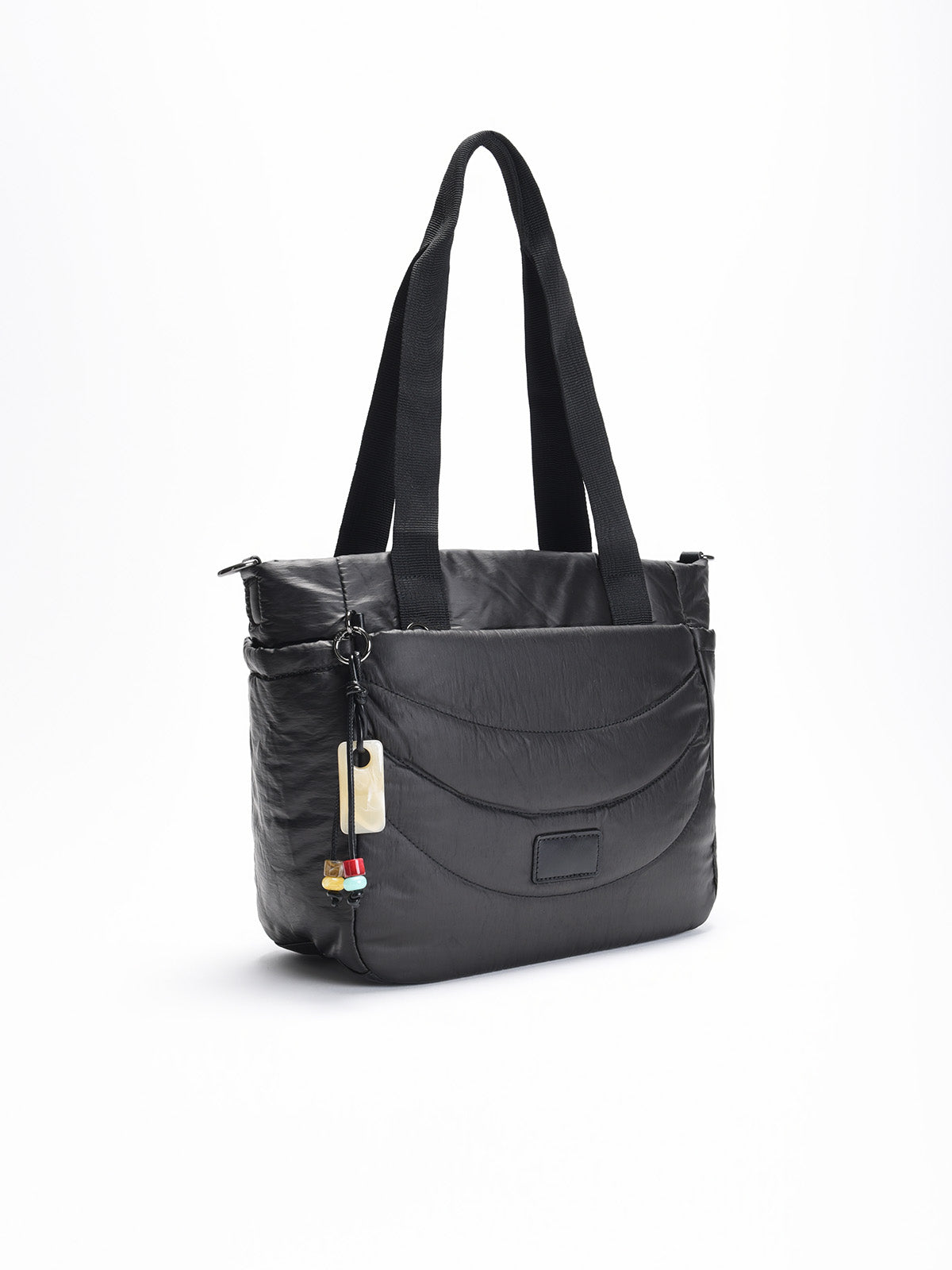 Bolso shopper negro acolchado