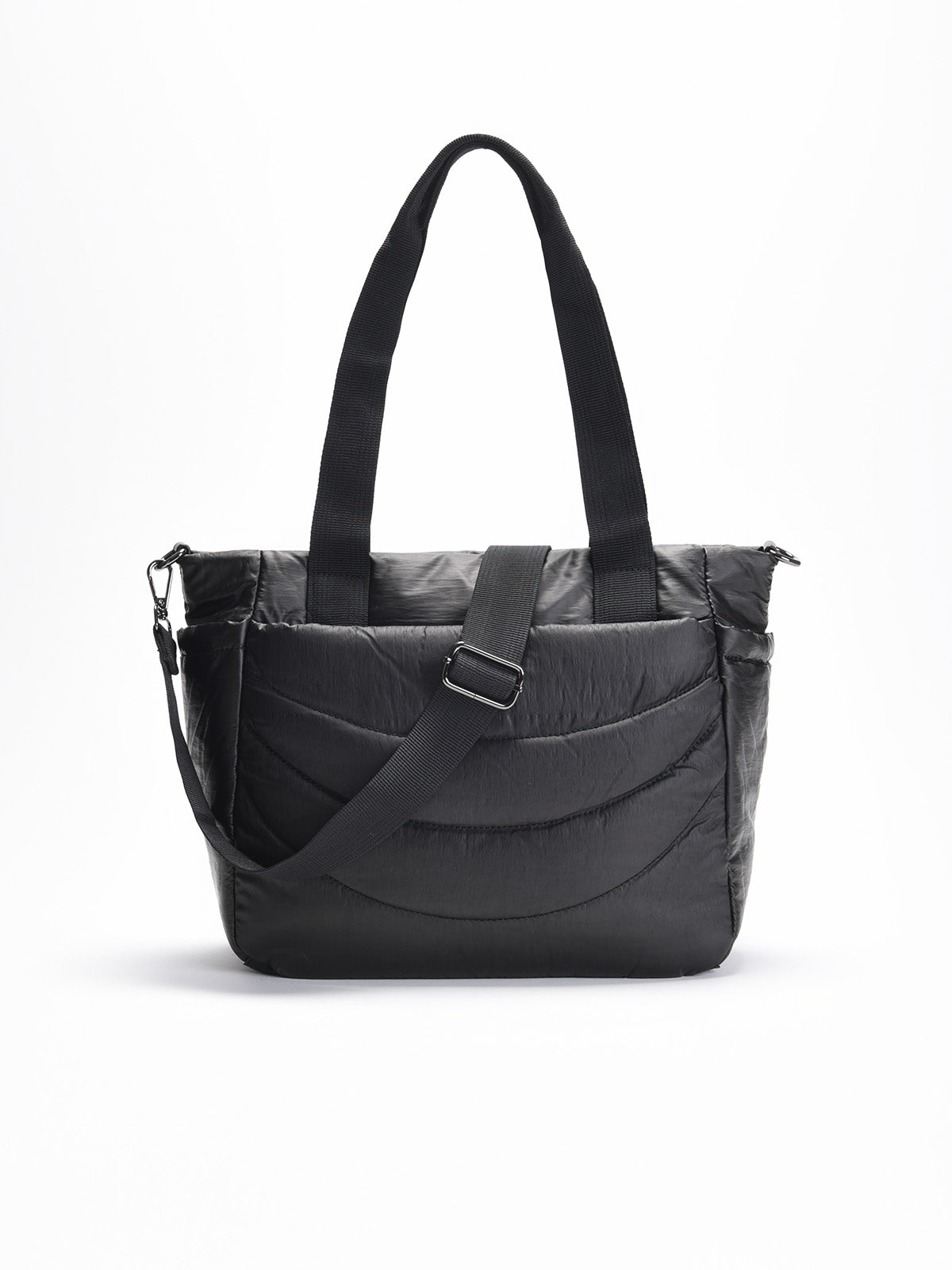 Bolso shopper negro acolchado