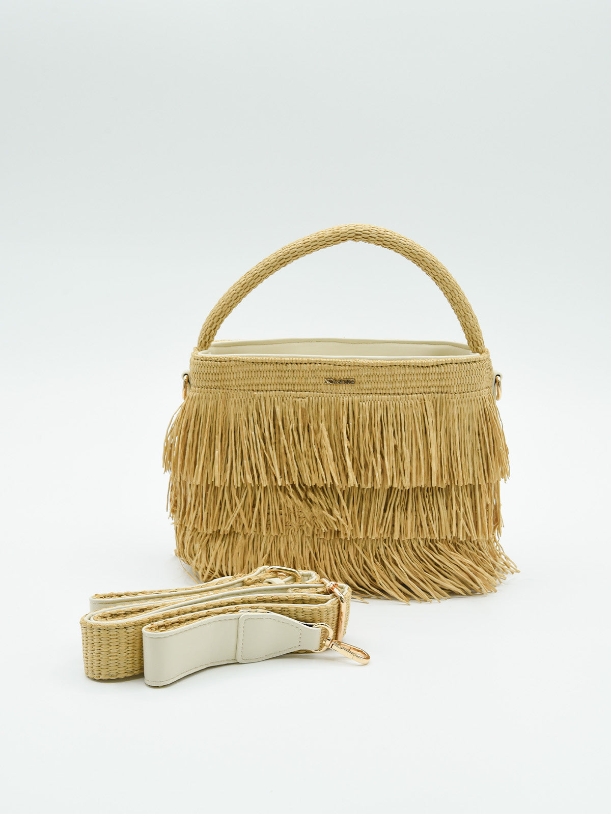 Bolso Flecos Rafia Pequeño